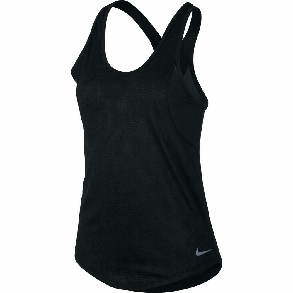 Womens Nike 10K Jacquard Scoop Neck Black Tank Top